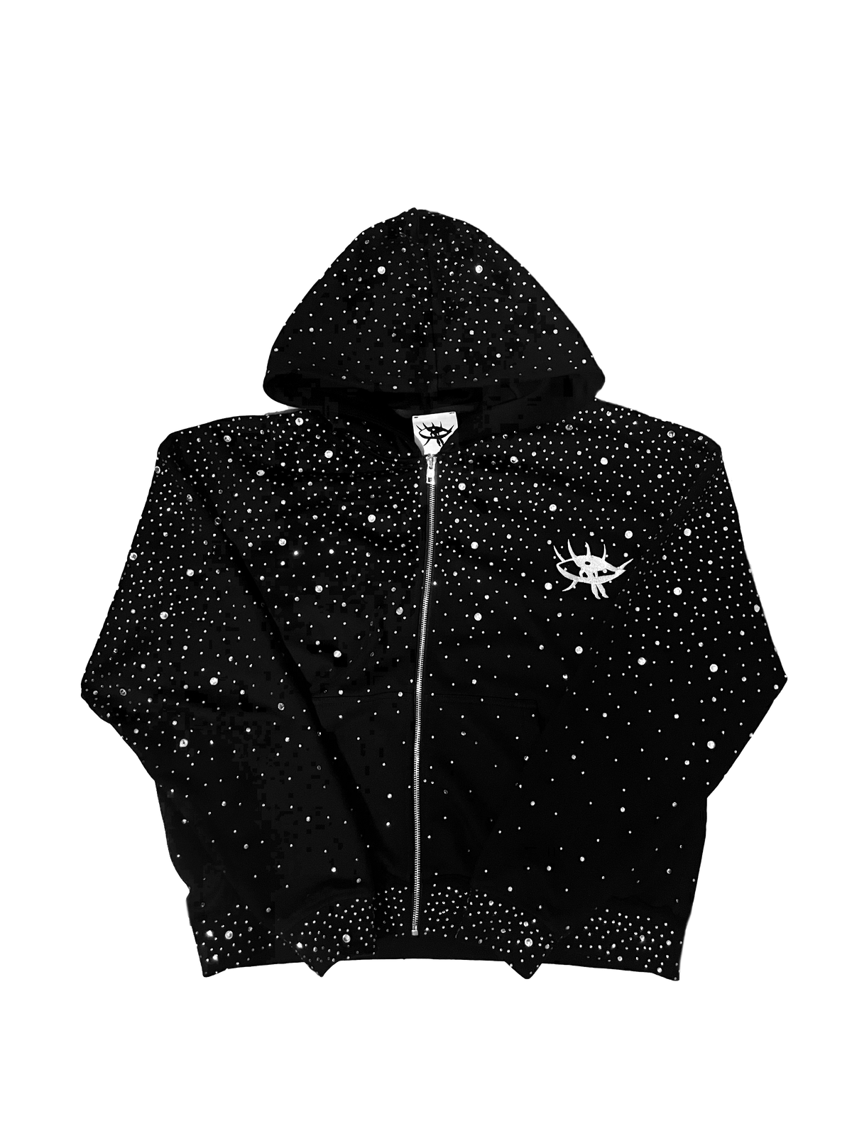Hoodie Zippé à Strass Constellation – Coton Premium 425g